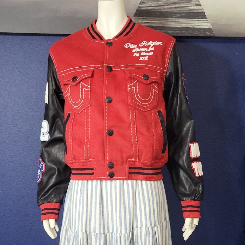 True Religion Red and Black Letterman Jacket (Anniversary Edition)